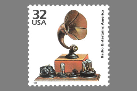 Image of U.S. Postage stamp celebrating radio in America