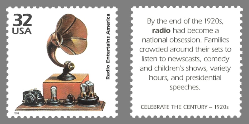Image of U.S. Postage stamp celebrating radio in America